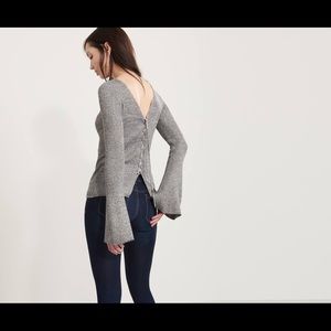 Lace Back Flare Sleeves Knit Sweater | DYNAMITE